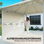 Pavillon Tonnelle de Jardin Toit Double Rideaux et Poches de Rangement Crochet de Plafond 3 x 3 m Crème-4