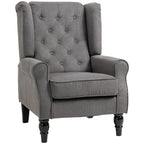 Fauteuil de Salon, Fauteuil d'Appoint Mi-Siècle Moderne en Velours avec Haut Dossier Capitonné à Oreilles, Gris-0