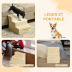 Escalier pour Chien à 3 Marches, Escalier pour Chat, Échelle Antidérapante pour Animaux, 46 x 35 x 35 cm, Beige-6