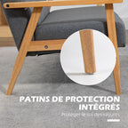 Canapé 3 places 154,5, canapé scandinave avec dossier capitonné, assise rembourrée et accoudoirs, gris-5