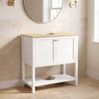 Meuble sous lavabo, meuble de salle de bain moderne avec 2 portes, étagère ouverte, découpe en U, 80 x 40 x 80 cm, blanc-1