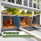 Poulailler en bois XL avec nichoir 3 compartiments tiroir amovible toit imperméable porte-rampe 100x86x100cm gris-4
