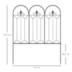 Lot de 5 clôtures de jardin décoratives en métal avec ornements 305 x 79,5 cm noir-2