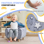 Fauteuil enfants canapé pour enfants hosphorescent avec motif étoilé, tissu velours, pour garçons et filles, gris-3