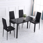 Table à manger pour 4 personnes, table de cuisine avec plateau en verre trempé et pieds en métal, 120x60x75cm, noir-6