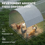 Grand enclos poulailler 15,96 ㎡ parc grillagé toit anti-UV porte verouillable 2,8 x 5,7 x 1,97 m argenté-6
