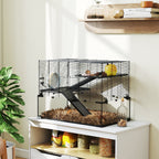 Cage hamster cage rongeur 3 niveaux avec roue rampes maisonnette abreuvoir mangeoire 76,5L x 48,5l x 54,5H cm noir-7