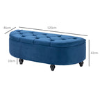 Pouf de Rangement Coffre 2 en 1 - Pouf capitonné Demi-Cercle - Pieds Bois hévéa Noir revêtement Velours Bleu-2