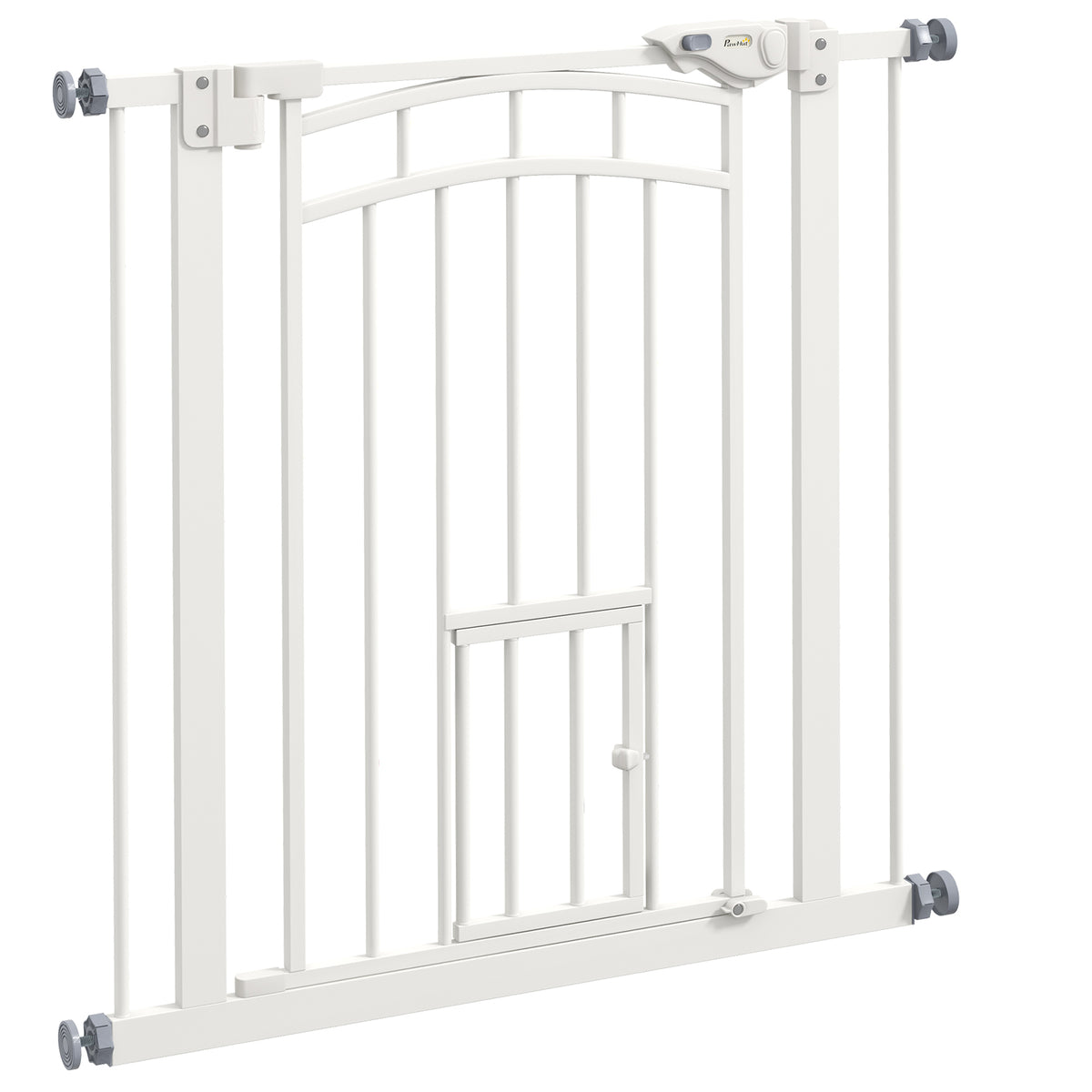 Barrière de sécurité animaux chien porte fermeture automatique sans perçage de 74 à 80 cm acier noir-0