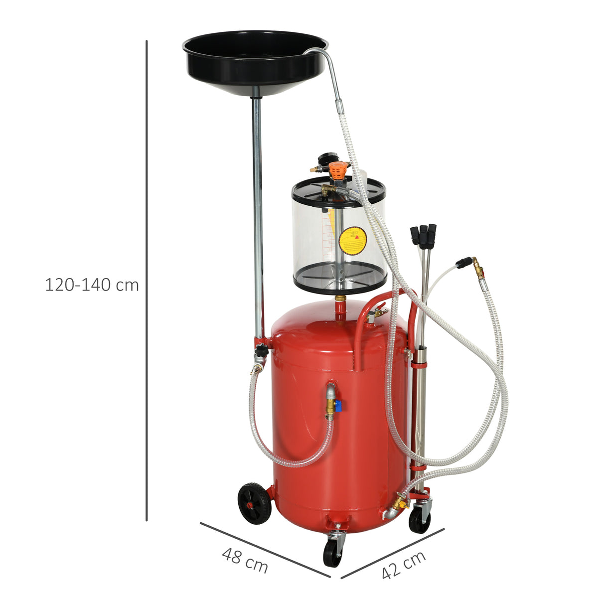 Récupérateur d'huile de vidange portable 2-en-1 avec hauteur réglable et vidangeur d'huile pneumatique de 80L-2