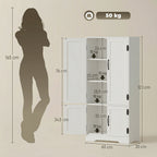 Buffet de cuisine armoire de cuisine contemporaine multi-rangements 2 placards 3 étagères 60 x 30 x 123 cm blanc-2
