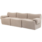 Canapé 3 Places Modulable 277 cm, Canapé Salon Compressé en Chenille Moderne, Assise Profonde, Accoudoirs Larges, Beige-0