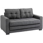 Canapé droit convertible 2 places - dossier capitonné - 147,5 x 75 x 85 cm - gris-0