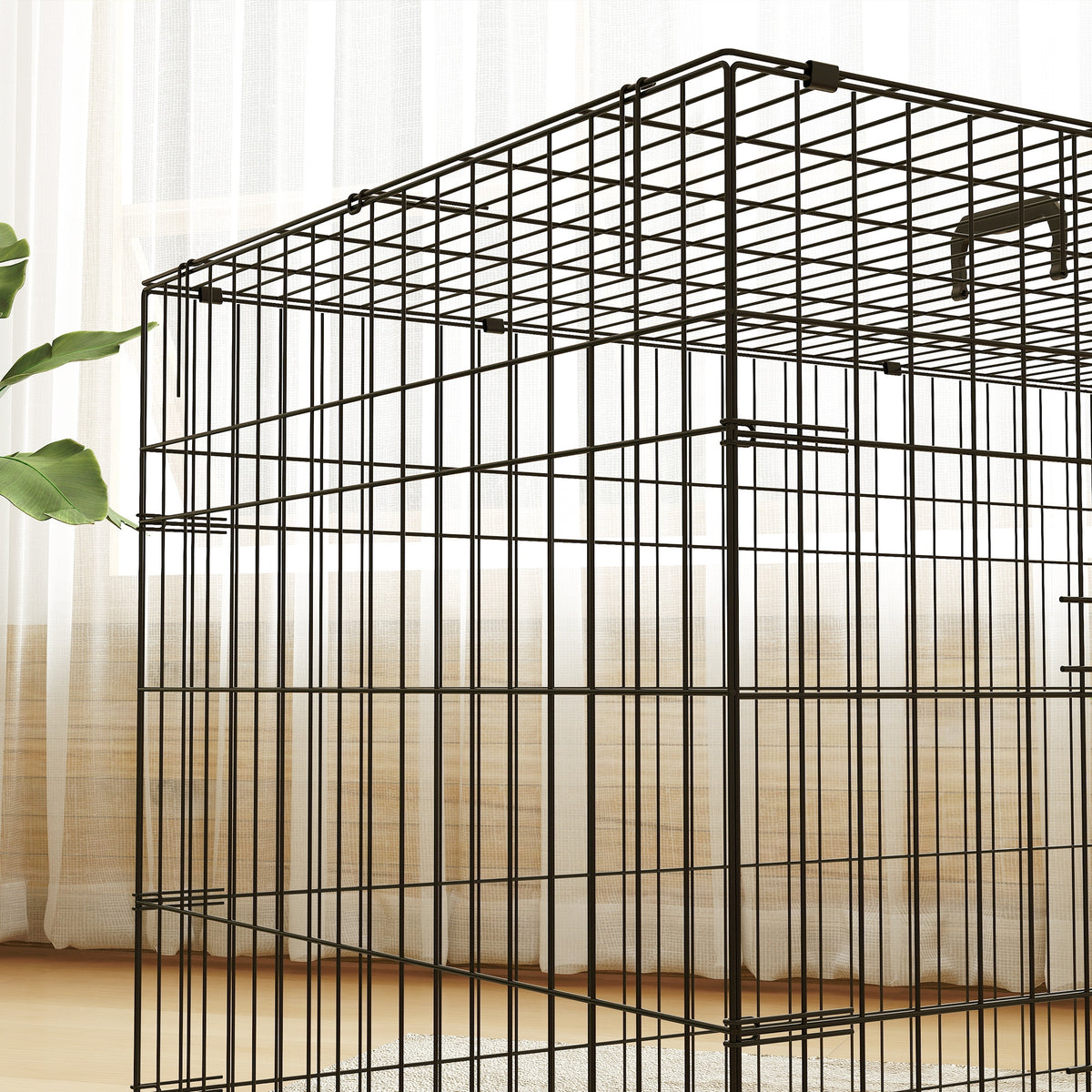Cage caisse de transport pliante pour chien poignée, plateau amovible, coussin fourni 105 x 70 x 75 cm noir-8