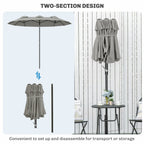 Parasol de Jardin Exterieur Inclinable 3 x 1,5 m, Parasol Double Rectangulaire avec Manivelle, Polyester 180 g/m², Gris-7