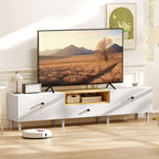 Meuble TV, meuble télé pour téléviseur jusqu'à 90 pouces avec 2 portes rabattables, tiroir, 200 x 35 x 45 cm, blanc-9
