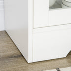 Buffet de cuisine moderne avec porte en verre, tiroir, grande niche et étagères réglables 80 x 30 x 82 cm blanc-8