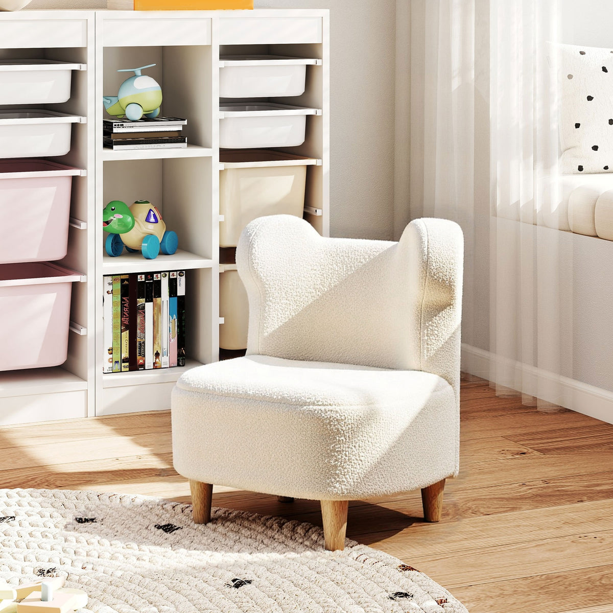 Fauteuil enfants canapé pour enfants avec dossier en forme ours, tissu en polaire teddy, 47 x 43 x 53 cm, beige-9