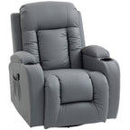 Fauteuil Inclinable de Massage et Chauffage, Fauteuil de Relaxation, Dossier Réglable, Pivotant, 82x99x103cm, Gris Clair-0