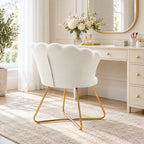 Fauteuil coquillage chaise coiffeuse fauteuil en velours fauteuil de salon avec pieds en acier 69 x 64 x 80 cm crème-7