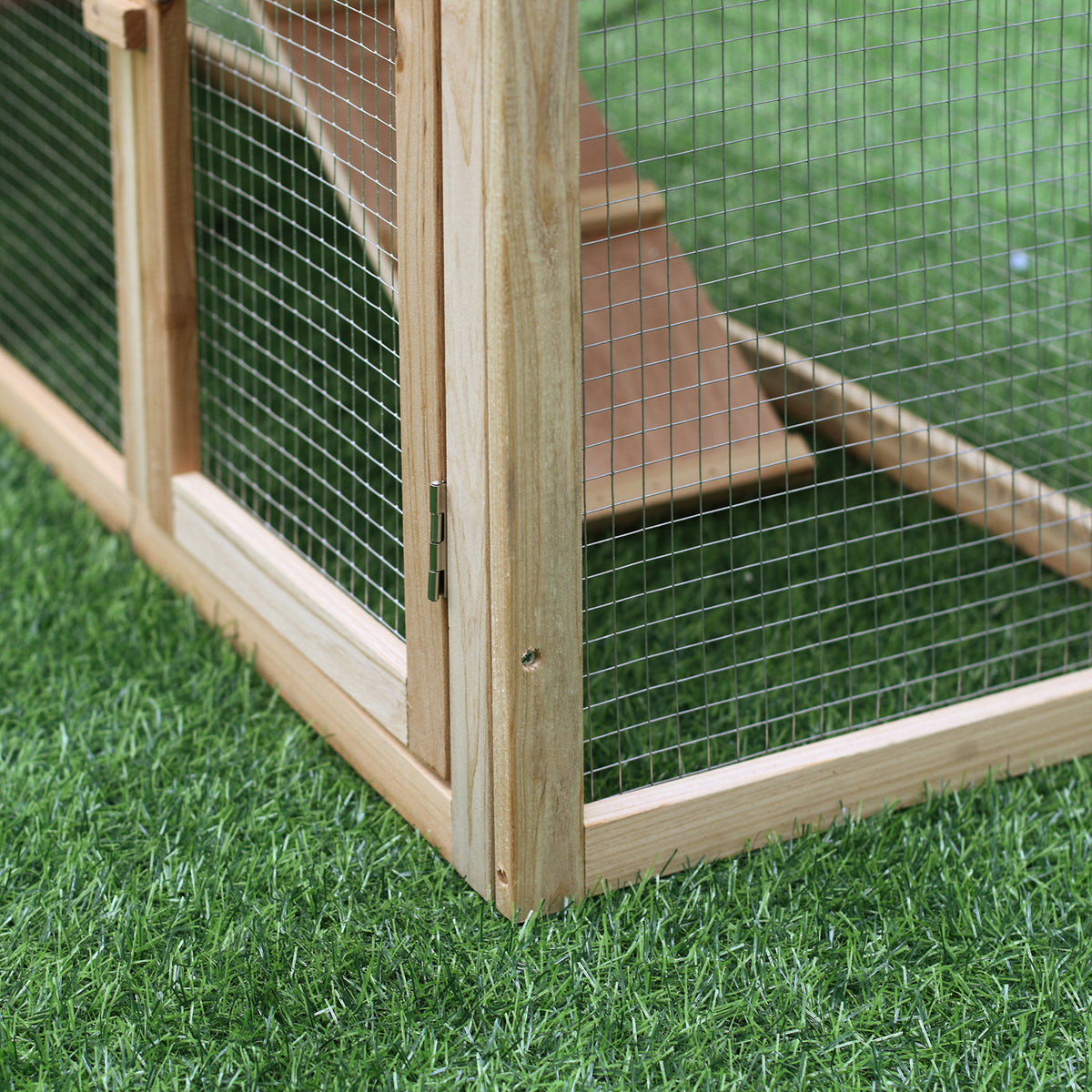 Clapier cage à lapins rongeurs XXL clapier nain 2 étages toit bitumé intégral tiroir déjection 210L x 45,5l x 84,5H cm bois massif pin pré-huilé-8