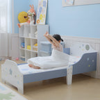 Lit pour enfants de 3 à 6 ans design étoiles sommier à lattes inclus chambre moderne 143 x 74 x 59 cm bleu blanc-7