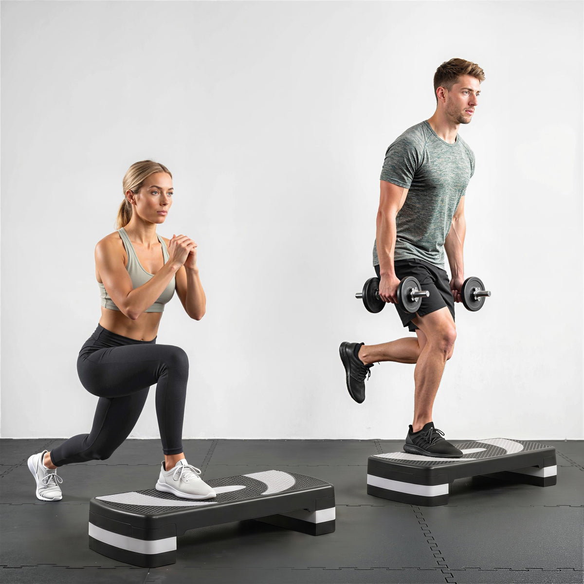 Stepper Fitness Aérobic hauteur réglable 10/15/20 cm surface antidérapante 80 x 31 x 20 cm plastique noir gris-8