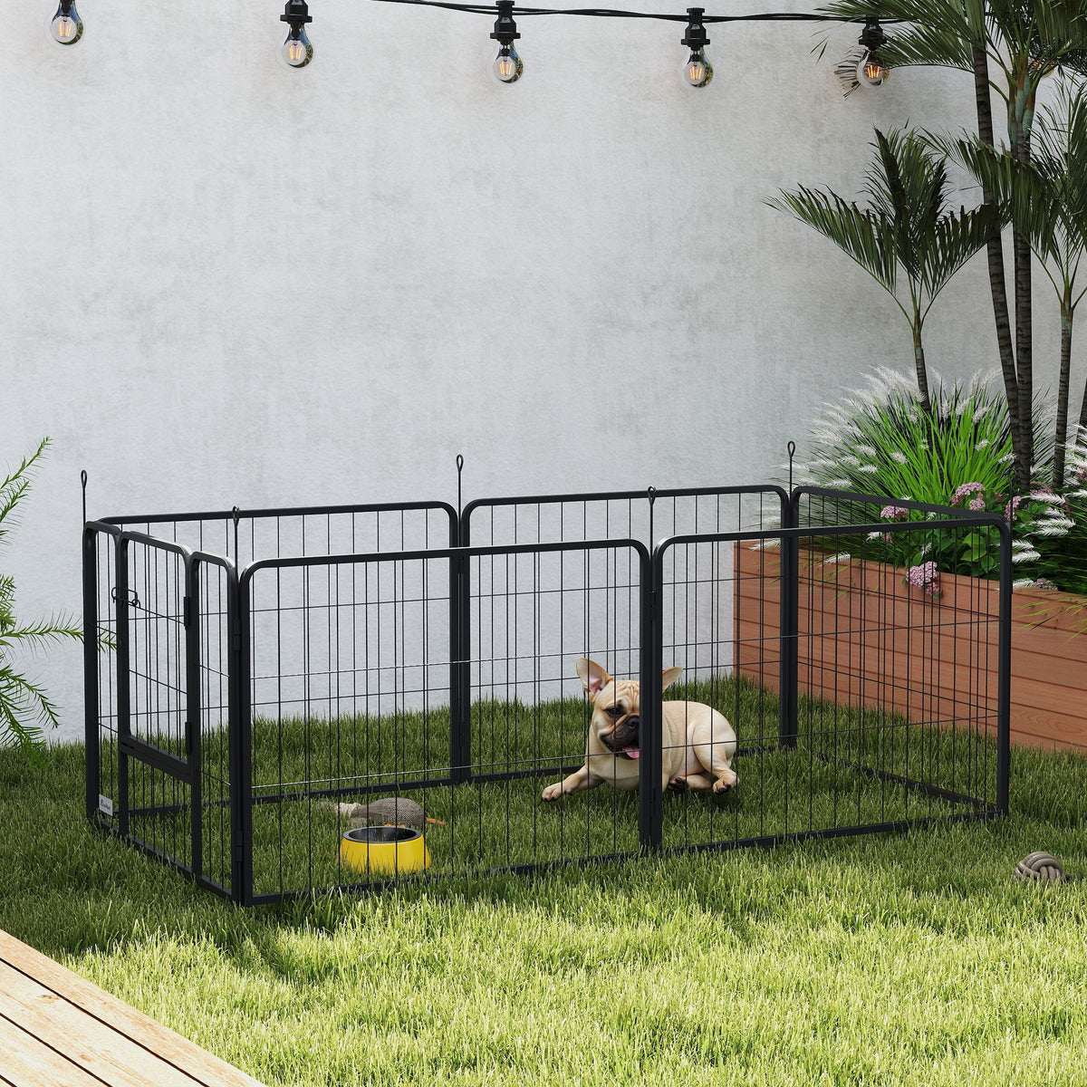 Parc pour chien, enclos chien 6 panneaux modulable et pliable, portable en acier avec porte 80 x 60 gris-7