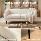 Canapé 2 places en velours, canapé de salon moderne 160 cm, assise large rembourrée, coussin épais à ressorts, beige-7