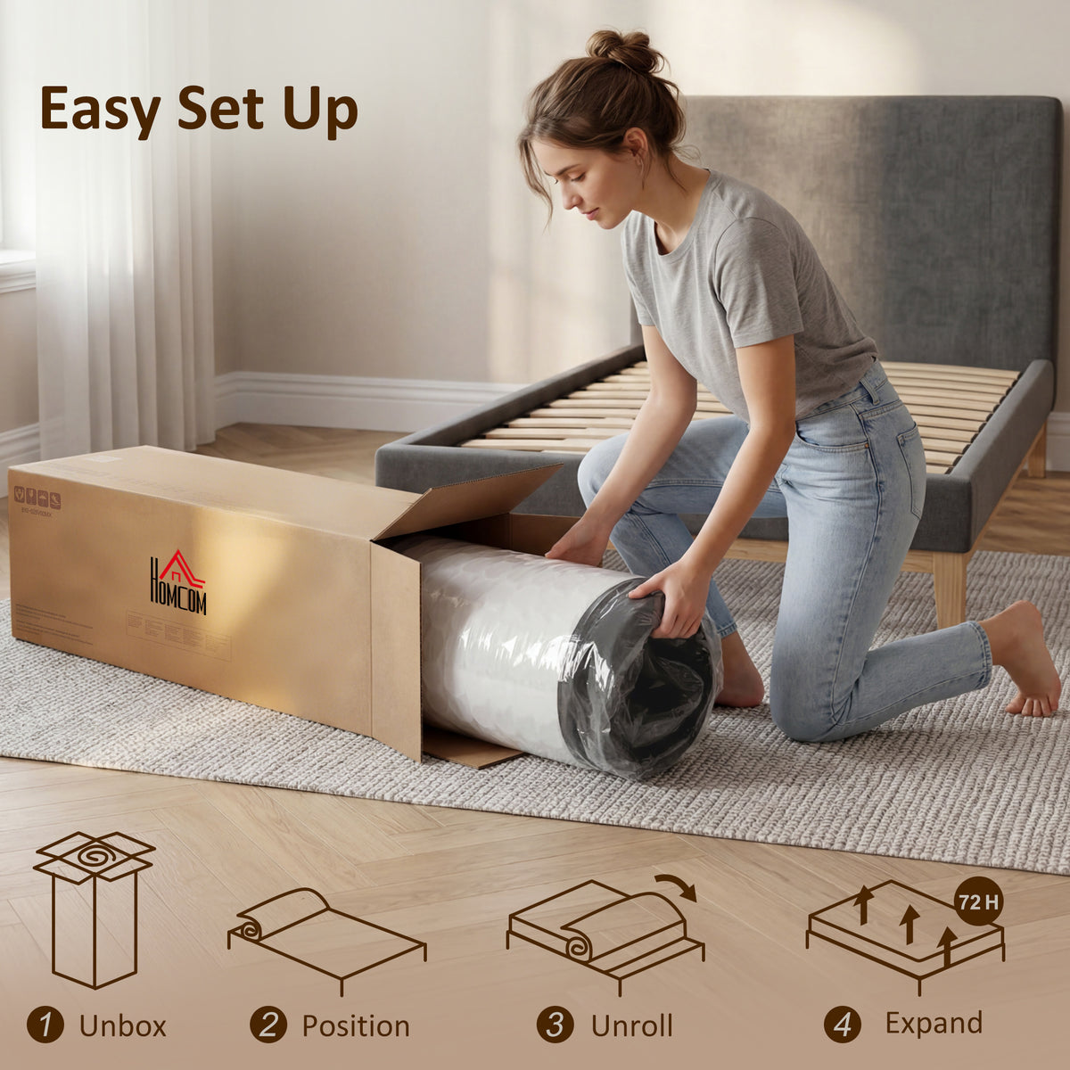 Matelas 140 x 190 cm, 25 cm d'épaisseur, mousse à mémoire de forme, ressorts ensachés 7 zones, fermeté moyenne-7