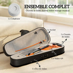 Violon 4/4 ensemble de violon en bois massif pour adultes et débutants avec étui léger et portable 60 x 21 cm marron-3