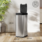 Poubelle de cuisine automatique 50L, poubelle à capteur de mouvement, fonctionne sur piles, 26,5x35,5x68cm, argent-2
