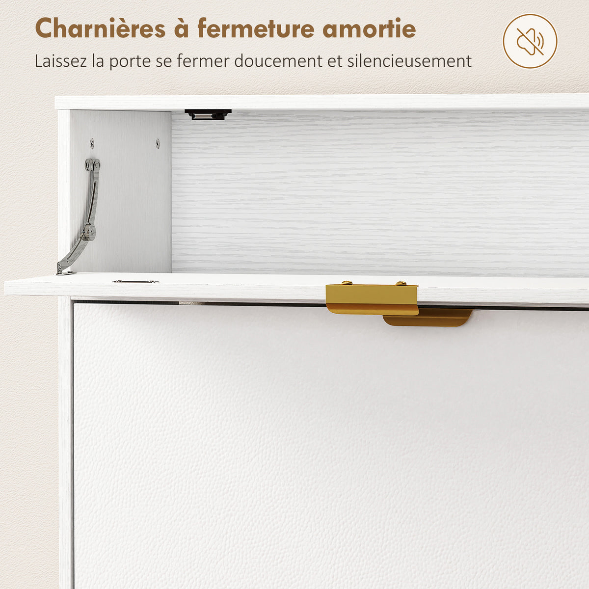 Meuble à chaussures 12 paires, armoire à chaussures, 2 tiroirs rabattables, 4 compartiments, 99,4x23,8x106,6cm, blanc-7