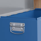 Caisse boite à outils en métal transportable avec 3 poignées, 2 loquets, dim. 50L x 26l x 18,5H cm, bleu-8