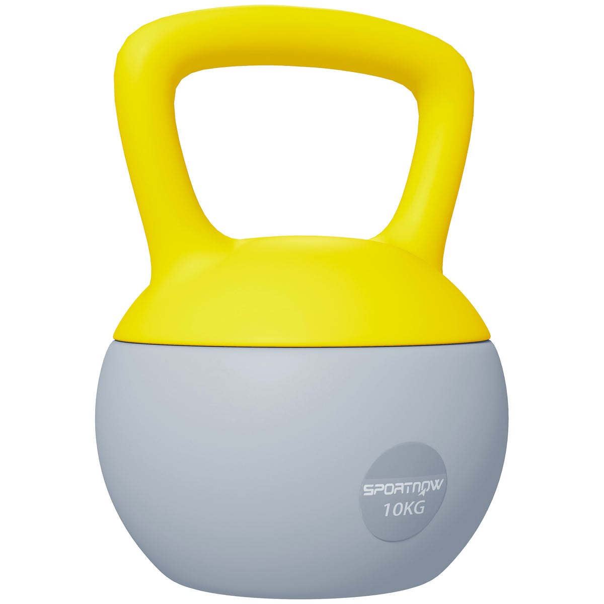 Kettlebell 10kg haltère avec poignée antidérapante pour fitness musculation cardio, gris et jaune-0