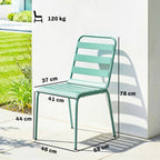 Lot de 2 Chaises de Jardin Empilables en Métal pour Terrasse, Balcon, Jardin, Vert-2