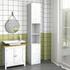 Meuble colonne de salle de bain 2 placards avec étagères réglables + 2 niches 30 x 30 x 181,5 cm blanc-1