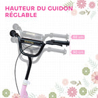 Trottinette enfant patinette pneus 30 cm Hauteur Guidon réglable poignée Frein et béquille Acier pour enfants à partir de 5 ans Rose-3