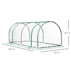 Serre de Jardin Tunnel mini serre tunnel serre à tomates 2L x 1l x 0,8H m Grande Porte zippée bâche Plastique Transparent métal époxy Vert-2