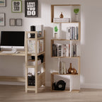 Bibliothèque à 5 niveaux, meuble de rangement en forme de S avec étagères, étagère de rangement blanc-1