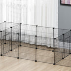 Enclos parc modulable pour petits animaux lapins rongeurs chiots 18 panneaux en fil d'acier 2 portes 175 x 70 x 45 noir-8