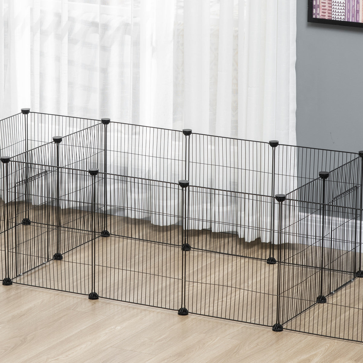 Enclos parc modulable pour petits animaux lapins rongeurs chiots 18 panneaux en fil d'acier 2 portes 175 x 70 x 45 noir-8