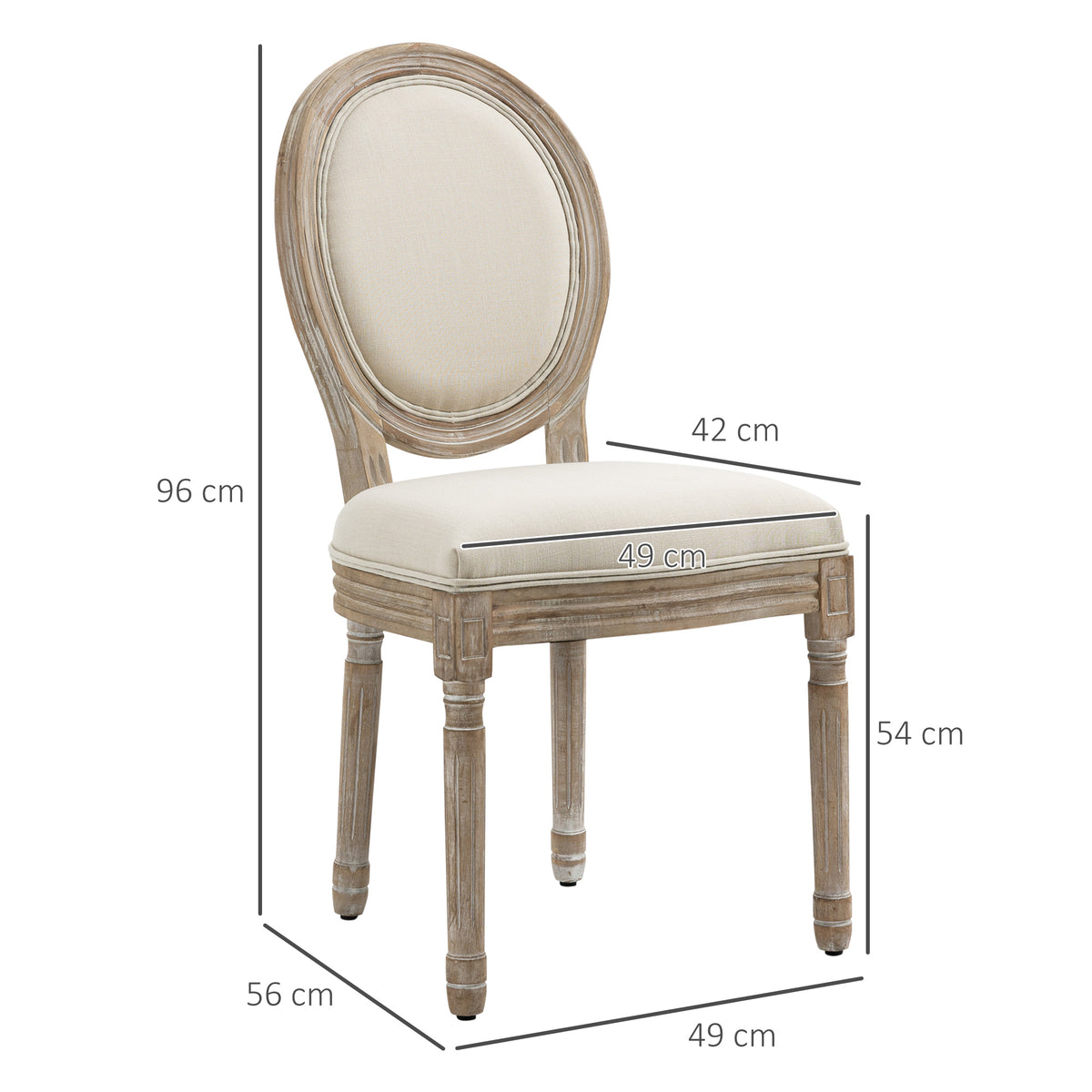Lot de 4 chaises de Salle à Manger - Chaise de Salon médaillon Style Louis XVI - Bois Massif sculpté, patiné-2