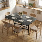 Table à Manger Pliante sur Roulettes pour 4-6 Personnes 120 cm, Roues avec Freins, 2 Abattants, Industriel, Noir-9
