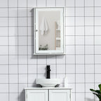 Armoire Murale de Salle de Bain avec Miroir - Armoire à Glace - Placard de Rangement Toilettes - 1 Porte, 2 étagères - Verre MDF Blanc-7