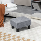 Pouf repose-pied tabouret bas en tissu de lin capacité de charge 110 Kg 40 x 30 x 24 cm gris-1