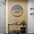 Miroir rond miroir salle de bain cadre en métal facile à installer, pour chambre, salon, entrée, Ø 70 x 2,5 cm noir-7