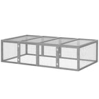Clapier cage à lapins extérieur intérieur 2 portes supérieures 181L x 100l x 48H cm bois massif gris-0