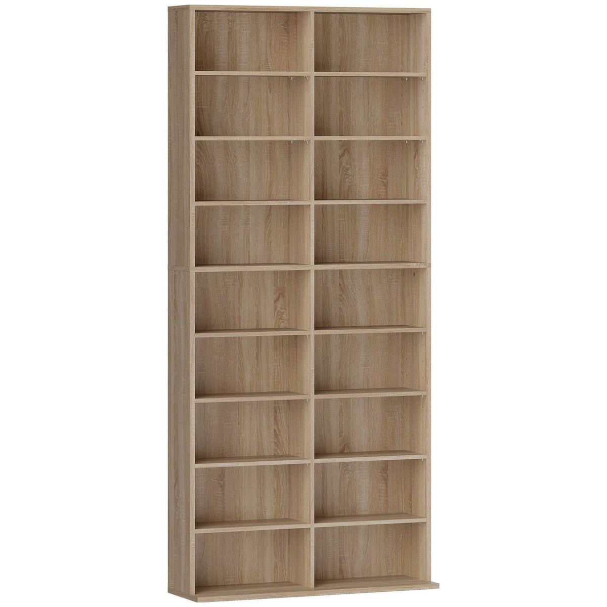 Rangements pour CD et DVD 18 compartiments capacité max. 640 CD/360 DVD 430 Blu-ray 78,5 x 24 x 175 cm bois naturel-0