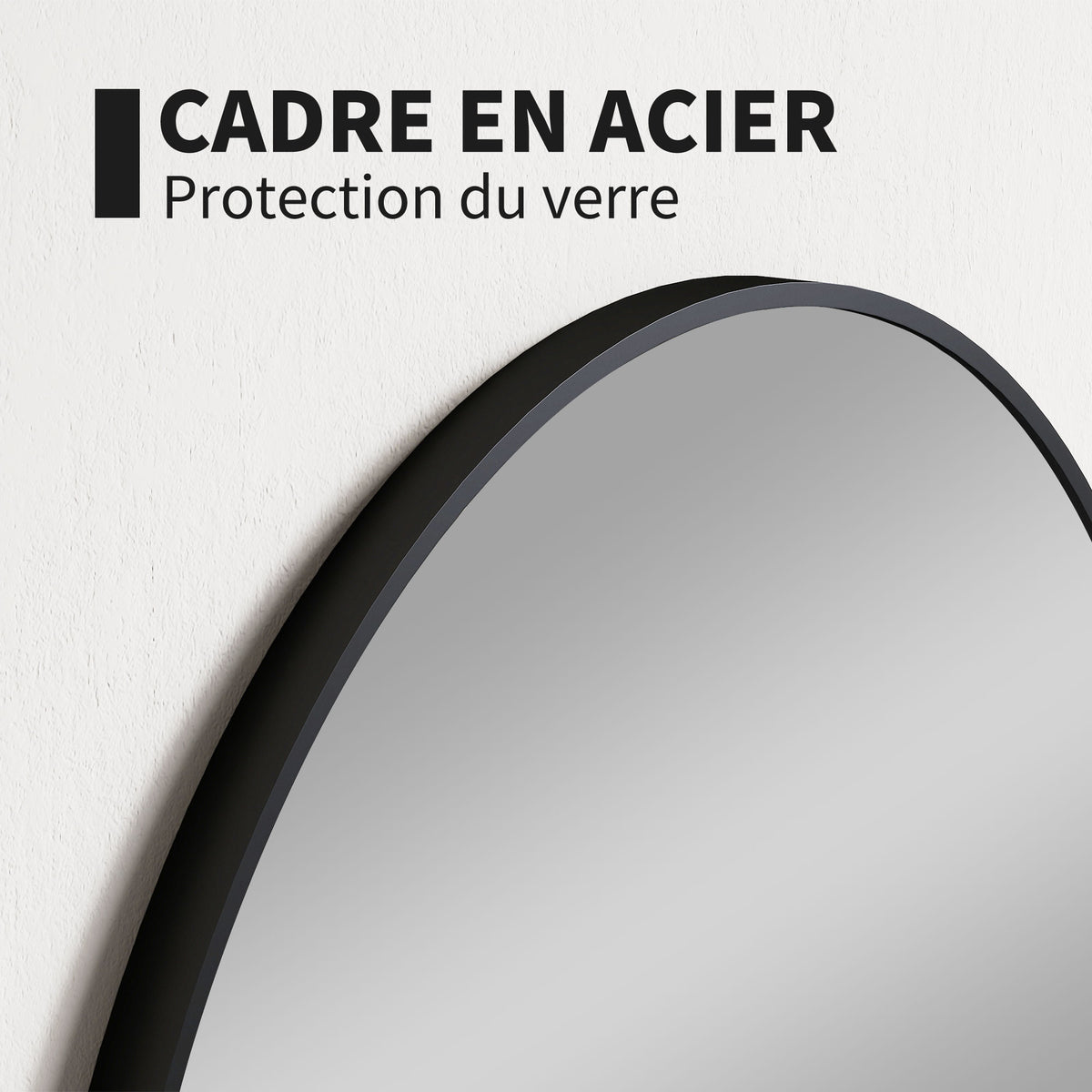 Miroir rond miroir salle de bain cadre en métal facile à installer, pour chambre, salon, entrée, Ø 70 x 2,5 cm noir-3